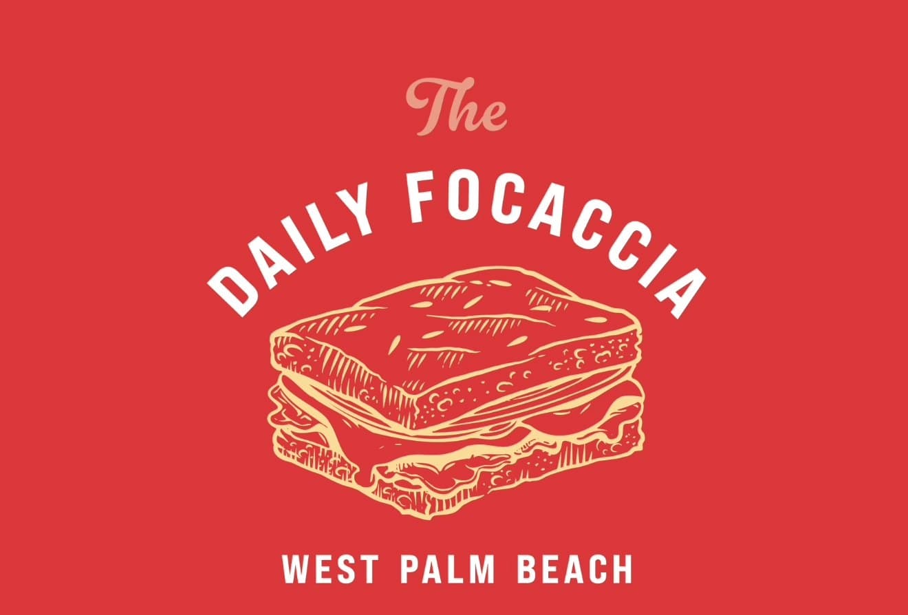 The Daily Focaccia, West Palm Beach — logo with an illustrated focaccia sandwich